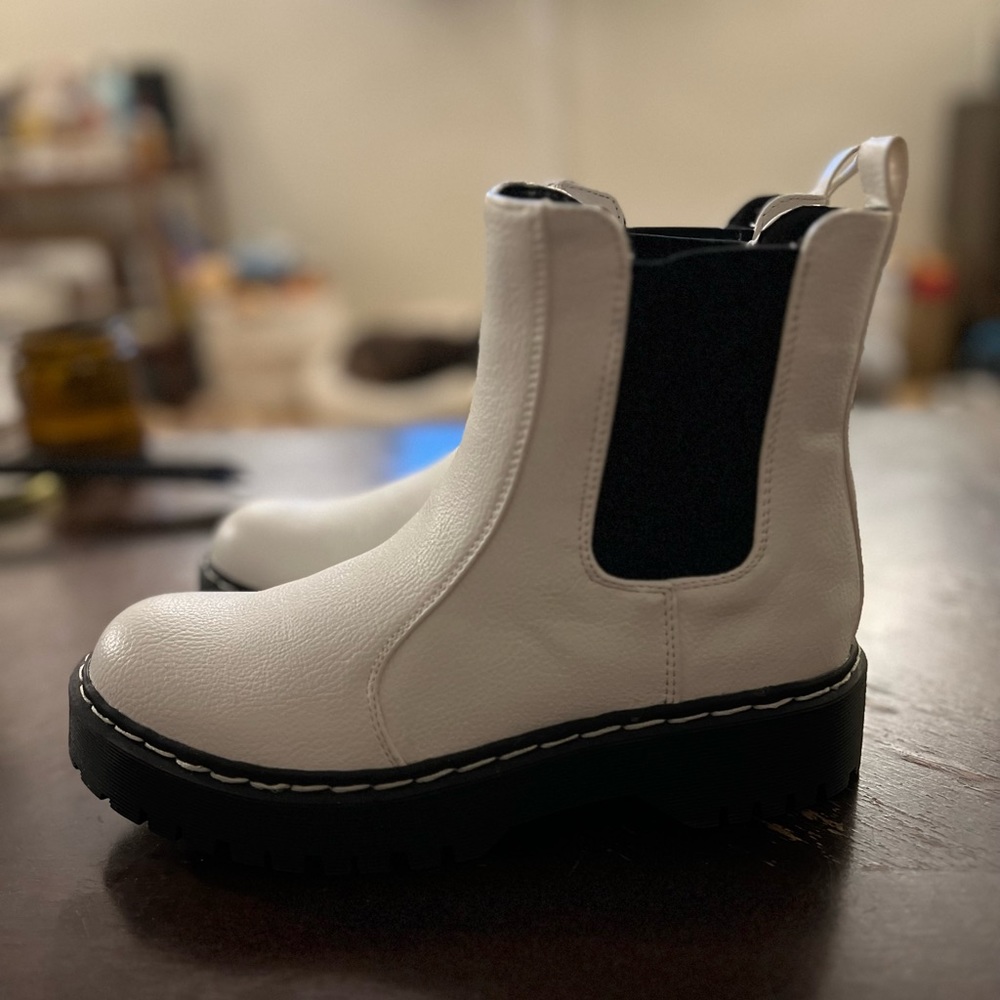 White platform boots